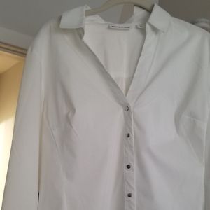 NWOT New York and co 7th ave White collared snap closure dress shirt size large